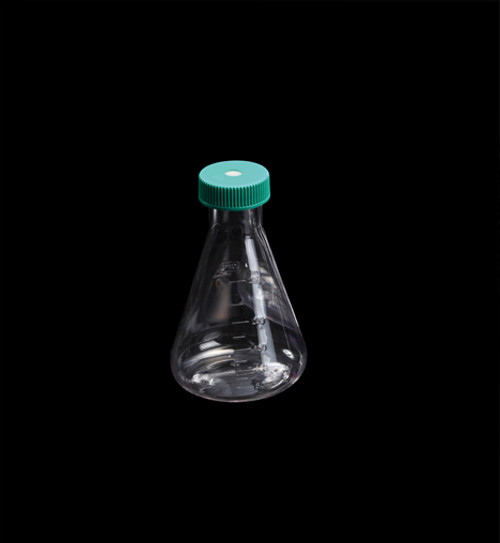 cellah 250ml erlenmeyer flask with vent caps and plain bottom polycarbonate rnase and dnase free individually wrapped sterile 