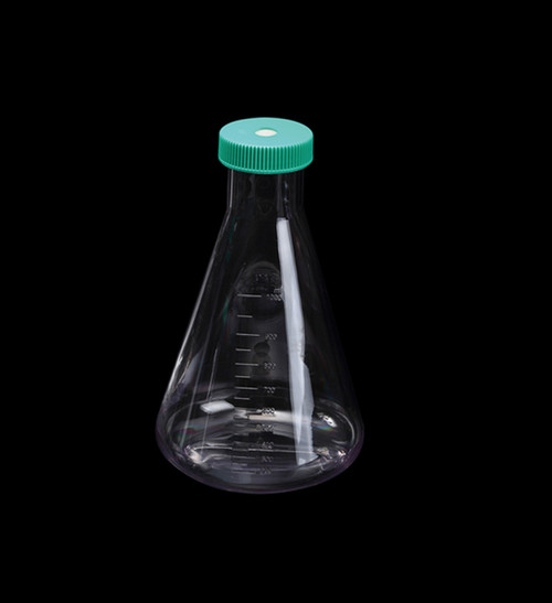 cellah 1000ml erlenmeyer flask with vent caps and plain bottom polycarbonate rnase and dnase free individually wrapped sterile