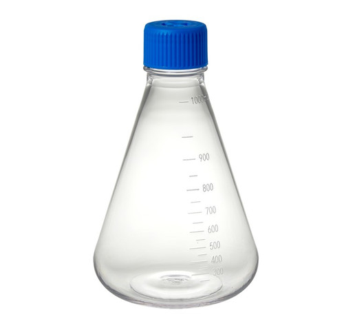 tri bio 1000ml petg erlenmeyer flask with flat bottom and 2 micron vented cap for growing cultures rnase and dnase free sterile individually wrapped