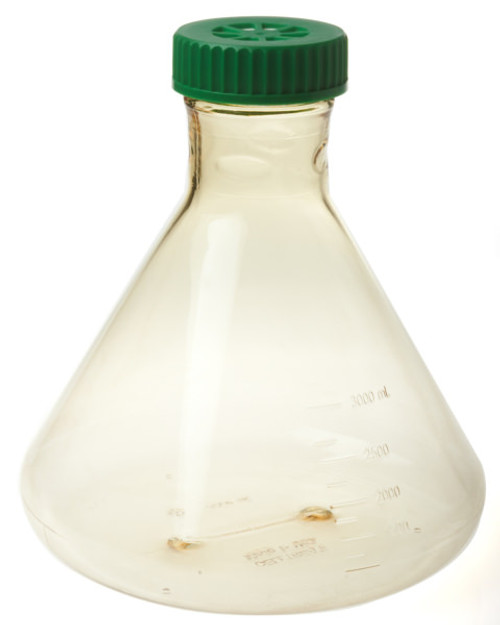 3l fernbach flask with plain bottom and vented cap for mammalian suspension cultures yeast and bacterial cultures rnase and dnase free individually wrapped sterile 